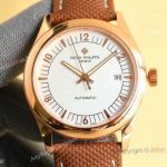 Swiss Grade Replica Patek Philippe Calatrava Watch Rose Gold Brown Strap Cal.324